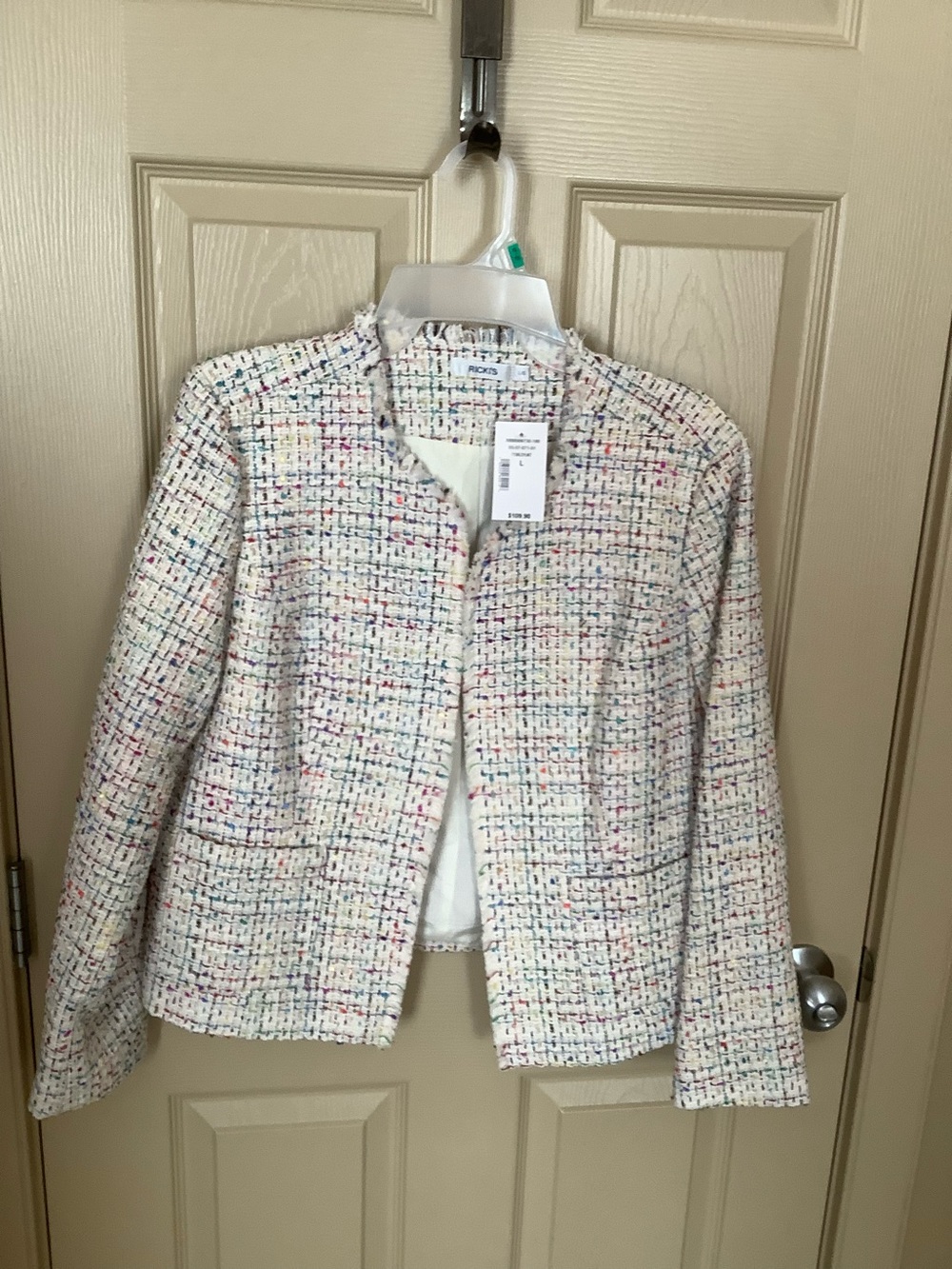 Ricki's Cream Multi Tweed Collarless Blazer